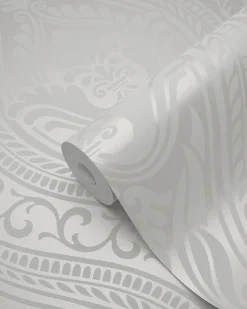 Origin Wallcoverings papier peint à dessin baroque en velours blanc - 53 cm x 10.05 m - 346601