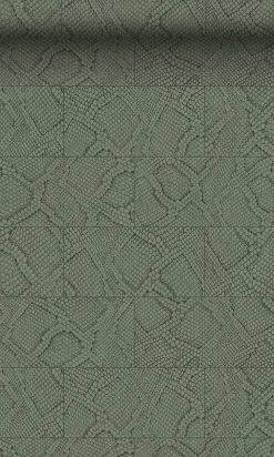 Origin Wallcoverings papier peint motif de carrellages avec imitation peau de serpent vert grisé - 53 cm x 10.05 m - 347787