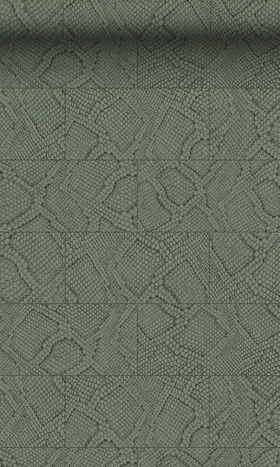 Origin Wallcoverings papier peint motif de carrellages avec imitation peau de serpent vert grisé - 53 cm x 10.05 m - 347787