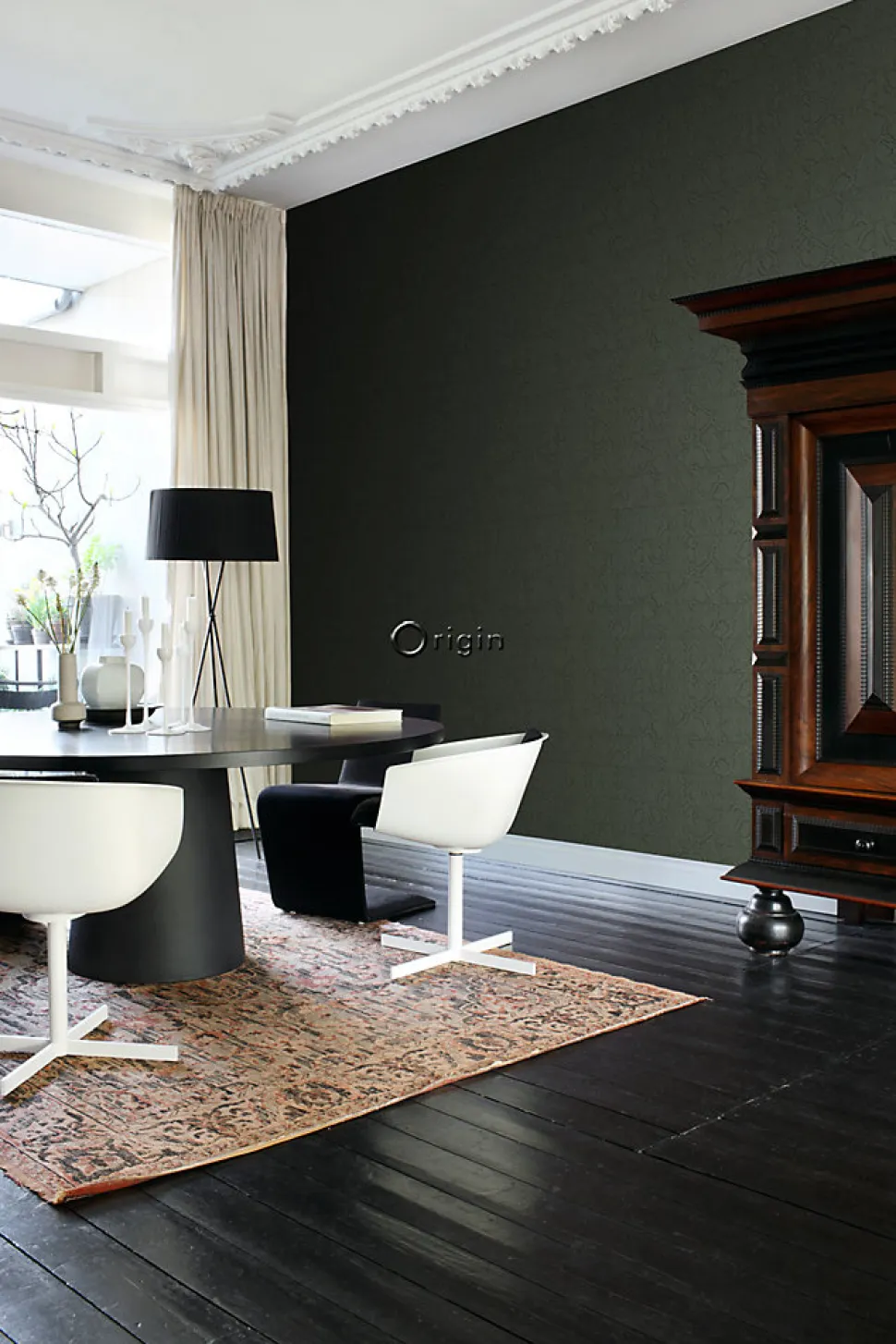 Origin Wallcoverings papier peint motif de carrellages avec imitation peau de serpent vert grisé - 53 cm x 10.05 m - 347787