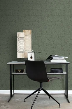 Origin Wallcoverings papier peint motif de carrellages avec imitation peau de serpent vert grisé - 53 cm x 10.05 m - 347787