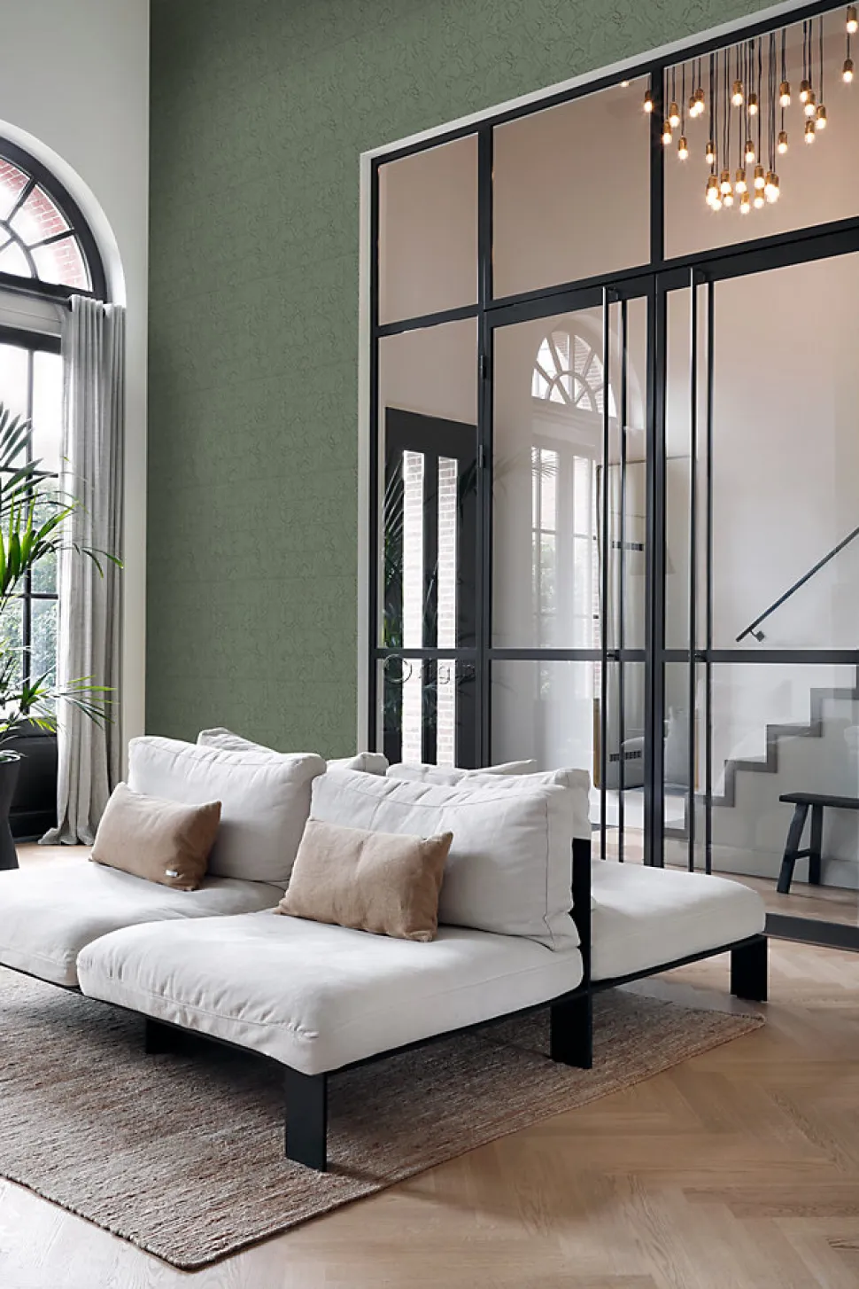 Origin Wallcoverings papier peint motif de carrellages avec imitation peau de serpent vert grisé - 53 cm x 10.05 m - 347787