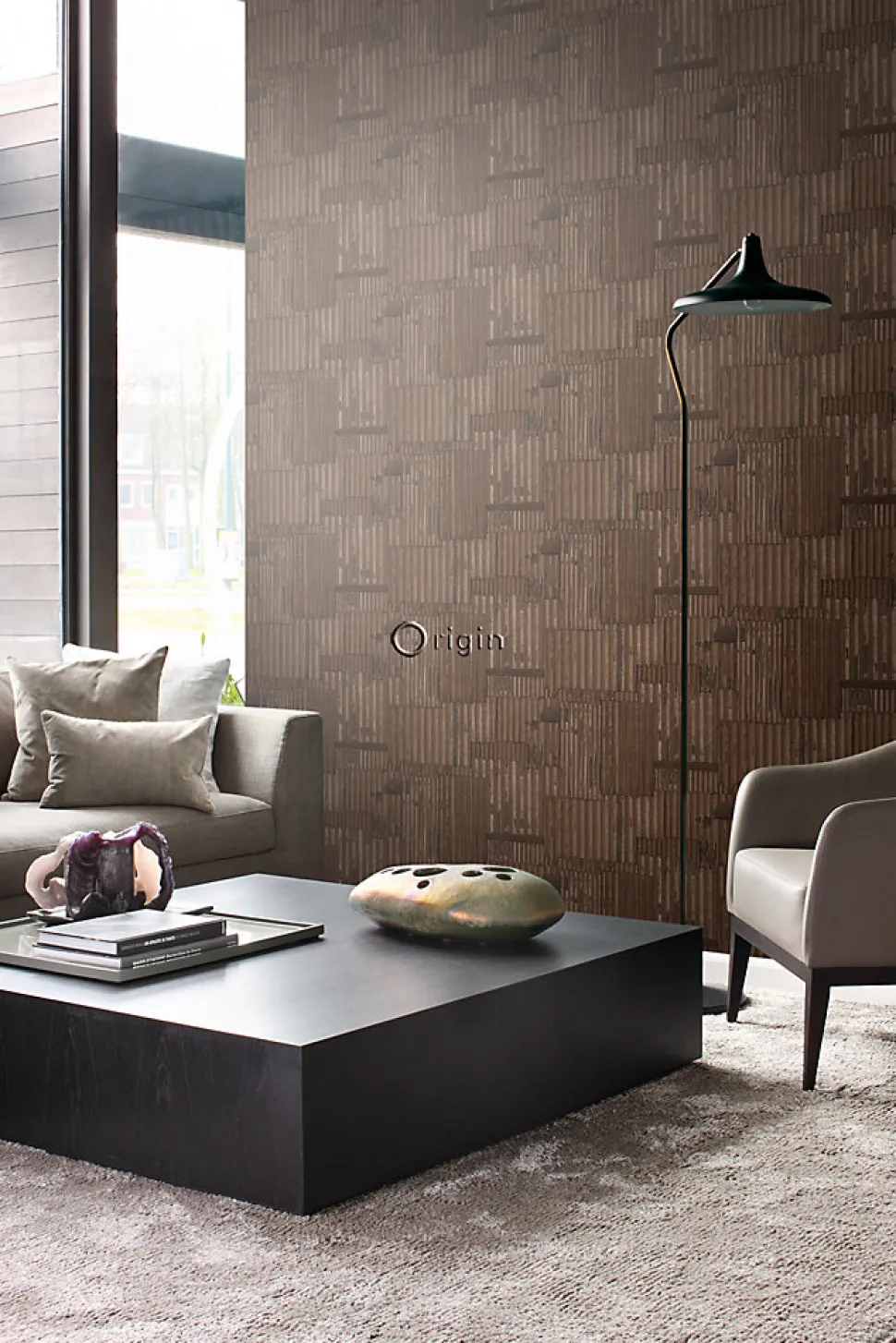 Origin Wallcoverings papier peint tôles ondulées en métal industrielles 3D brun rouille - 53 cm x 10.05 m - 347616