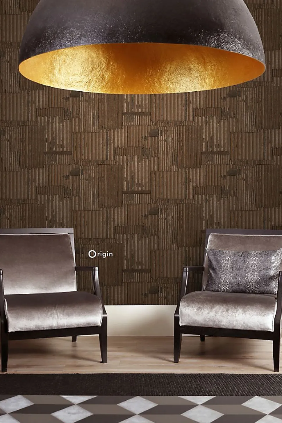 Origin Wallcoverings papier peint tôles ondulées en métal industrielles 3D brun rouille - 53 cm x 10.05 m - 347616