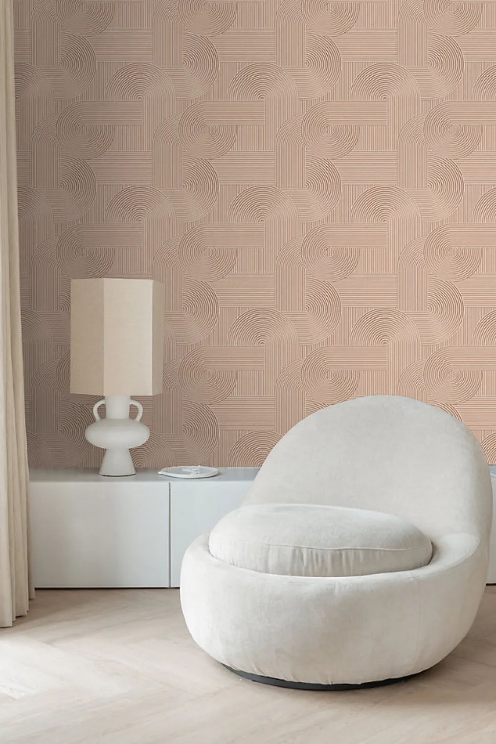 Origin Wallcoverings papier peint graphique 3D rose terracotta - 53 cm x 10.05 m - 348017