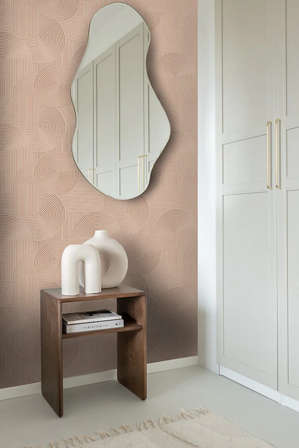 Origin Wallcoverings papier peint graphique 3D rose terracotta - 53 cm x 10.05 m - 348017