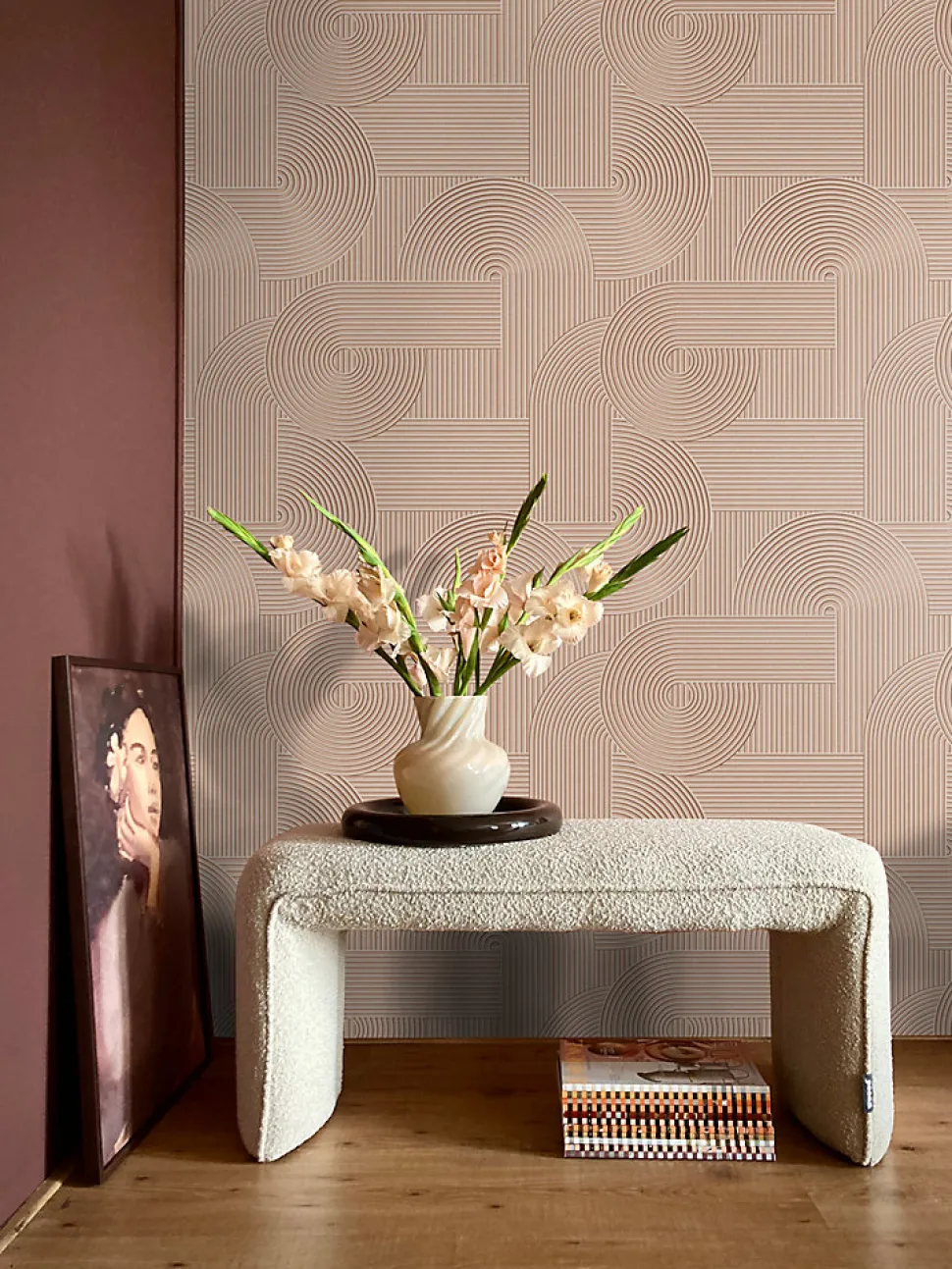 Origin Wallcoverings papier peint graphique 3D rose terracotta - 53 cm x 10.05 m - 348017