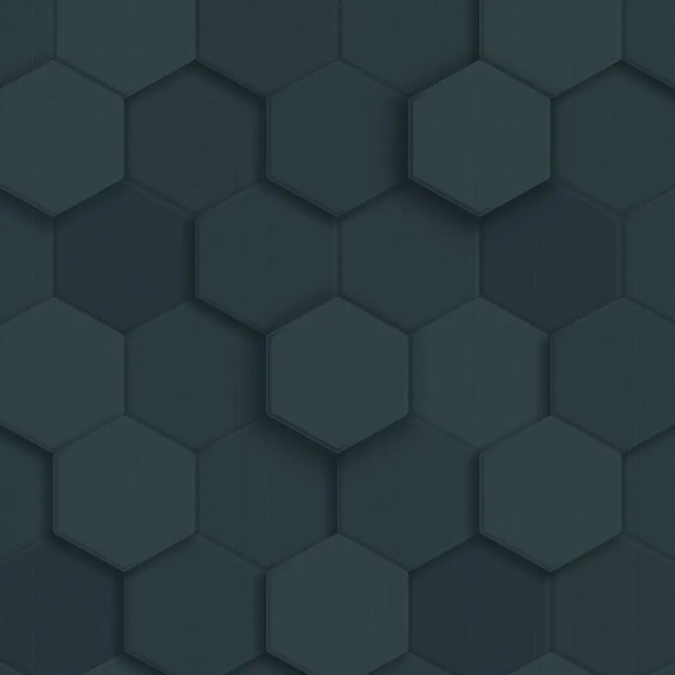 Origin Wallcoverings papier peint hexagone 3d bleu foncé - 53 cm x 10.05 m - 347853