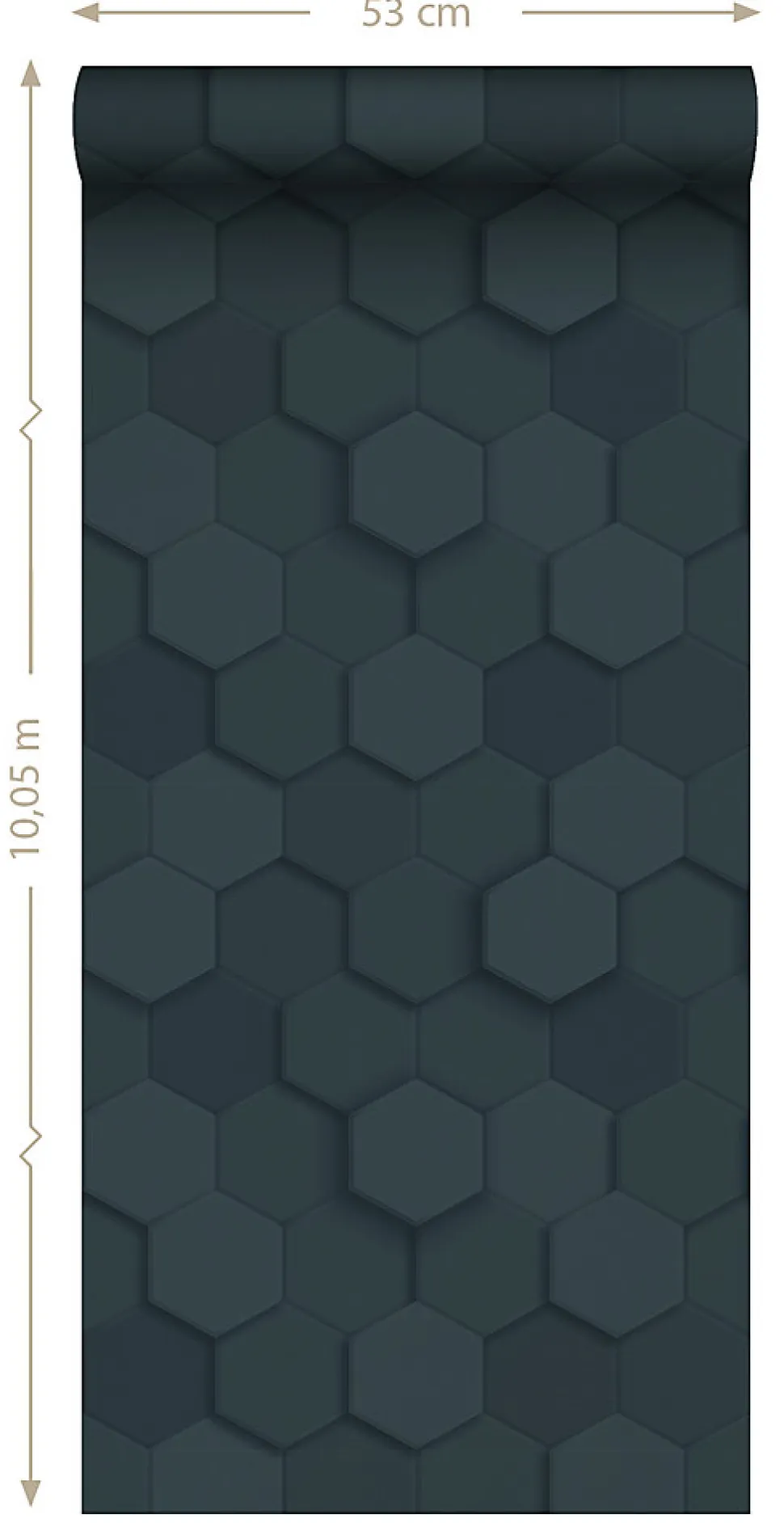 Origin Wallcoverings papier peint hexagone 3d bleu foncé - 53 cm x 10.05 m - 347853