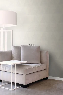 Origin Wallcoverings papier peint triangles métalliques vieillis, altérés et touchés blanc d'ivoire - 53 cm x 10.05 m - 337256