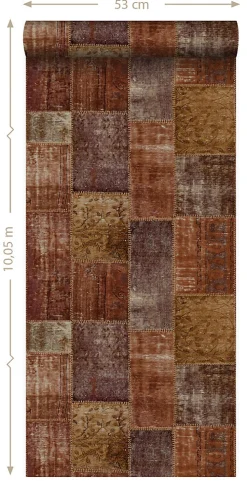 Origin Wallcoverings papier peint motif kilim brun rouille - 53 cm x 10.05 m - 347465