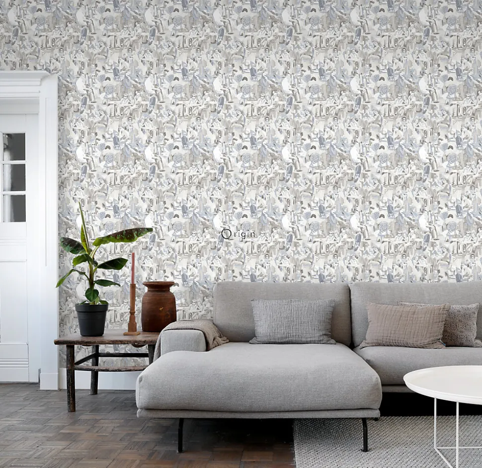 Origin Wallcoverings papier peint motif figurativ gris argileux - 53 cm x 10.05 m - 347421