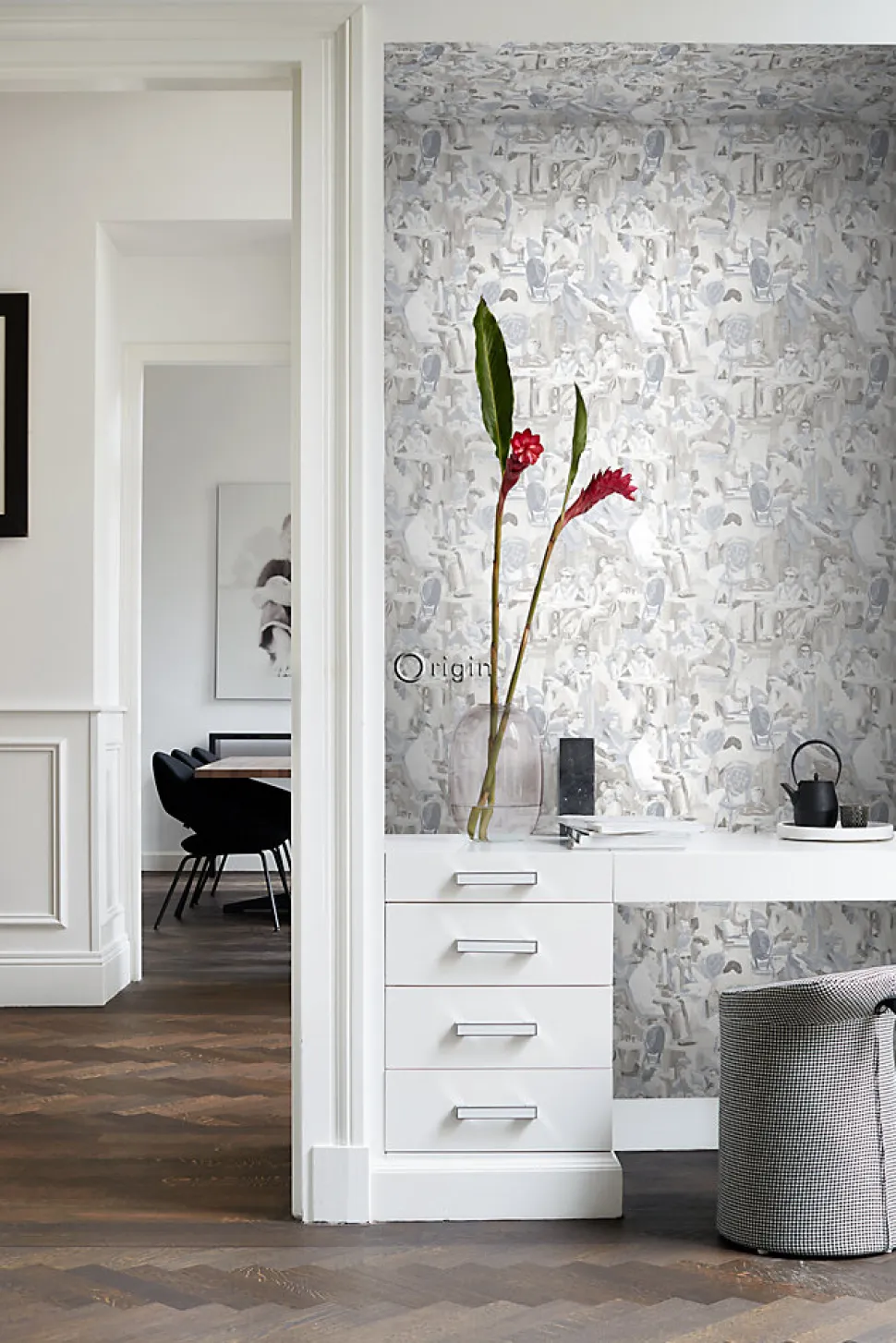 Origin Wallcoverings papier peint motif figurativ gris argileux - 53 cm x 10.05 m - 347421