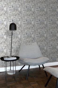 Origin Wallcoverings papier peint motif figurativ gris argileux - 53 cm x 10.05 m - 347421