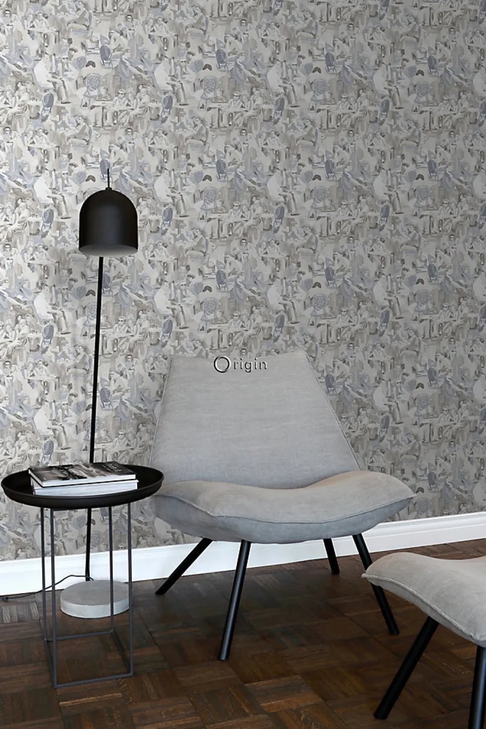 Origin Wallcoverings papier peint motif figurativ gris argileux - 53 cm x 10.05 m - 347421