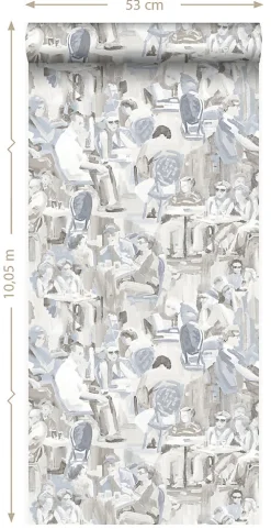 Origin Wallcoverings papier peint motif figurativ gris argileux - 53 cm x 10.05 m - 347421