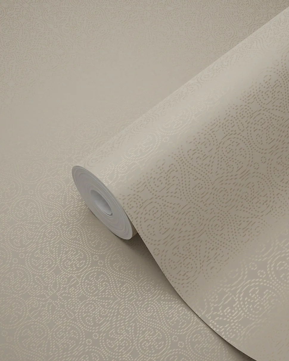 Origin Wallcoverings papier peint petits ornements beige crème - 53 cm x 10.05 m - 345443