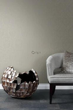 Origin Wallcoverings papier peint ornement taupe et bronze brillant - 53 cm x 10.05 m - 345429