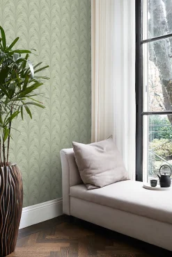 Origin Wallcoverings papier peint art déco vert grisé - 50 x 900 cm - 347970