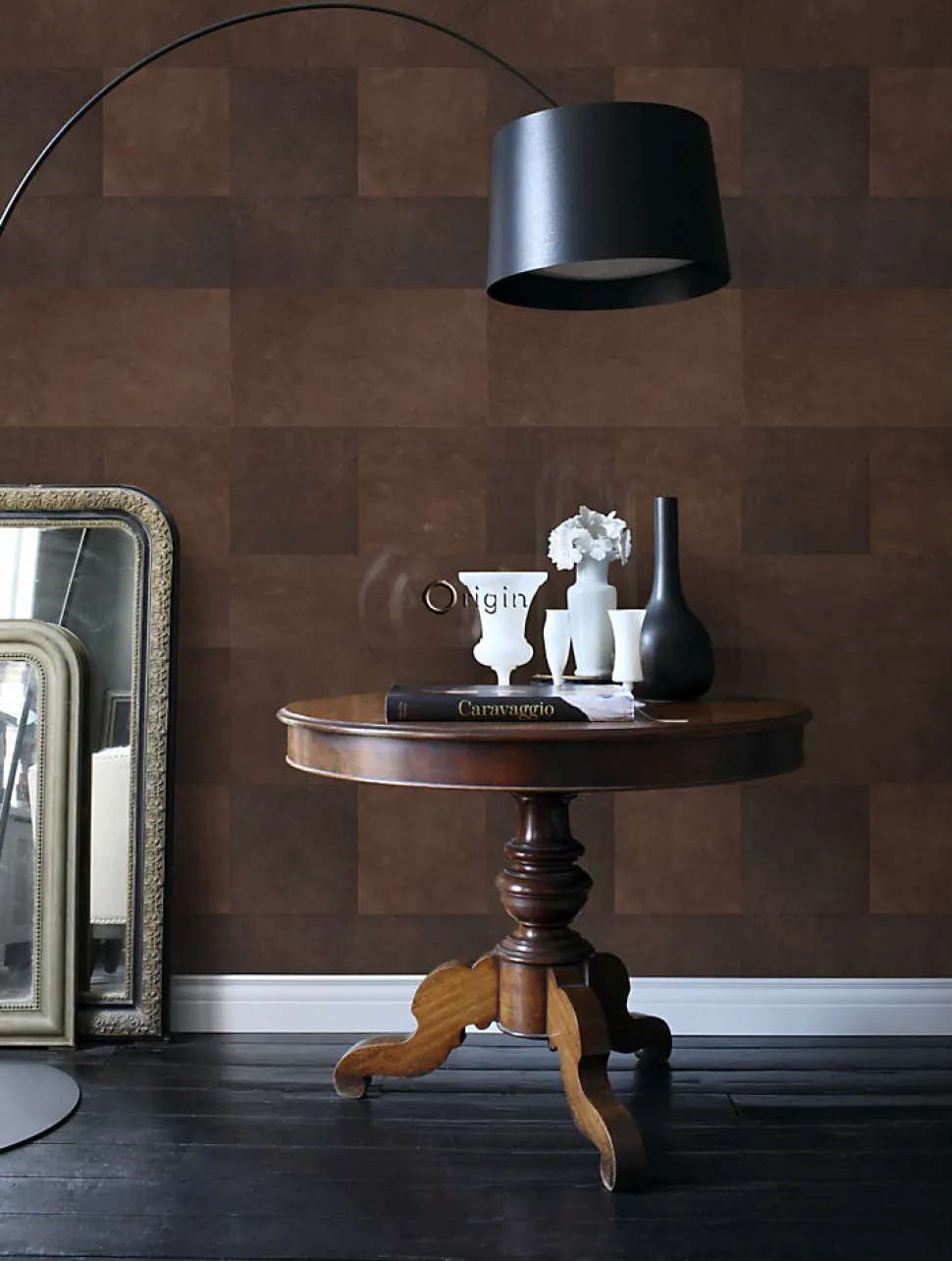 Origin Wallcoverings papier peint intissé XXL motif de carrellages avec imitation cuir marron - 50 x 837 cm - 357237