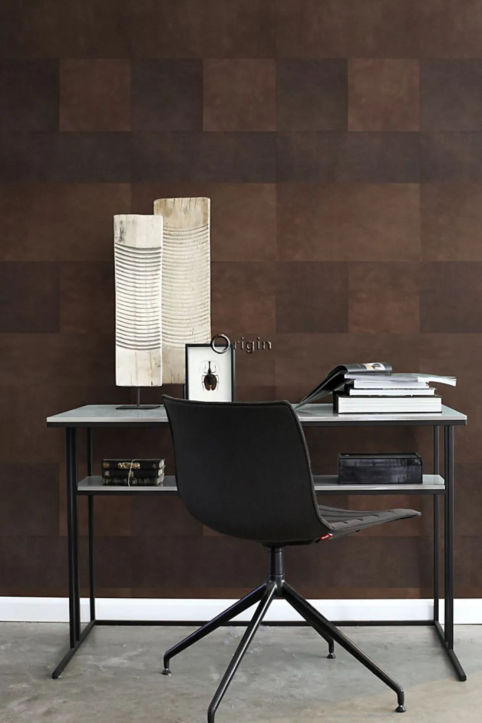 Origin Wallcoverings papier peint intissé XXL motif de carrellages avec imitation cuir marron - 50 x 837 cm - 357237