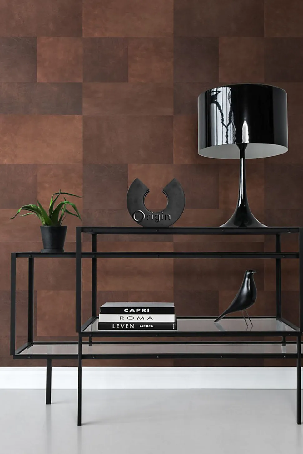 Origin Wallcoverings papier peint intissé XXL motif de carrellages avec imitation cuir marron - 50 x 837 cm - 357237