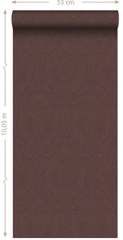 Origin Wallcoverings papier peint ornement violet foncé - 53 cm x 10.05 m - 345435