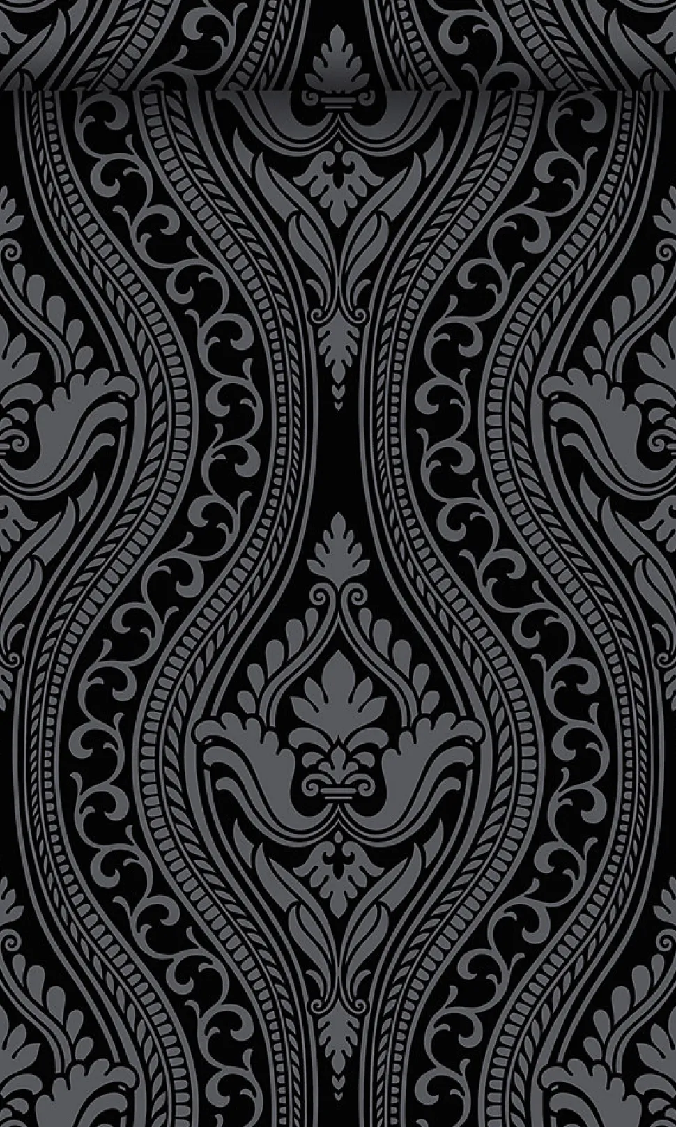 Origin Wallcoverings papier peint à dessin baroque en velours noir - 53 cm x 10.05 m - 346602