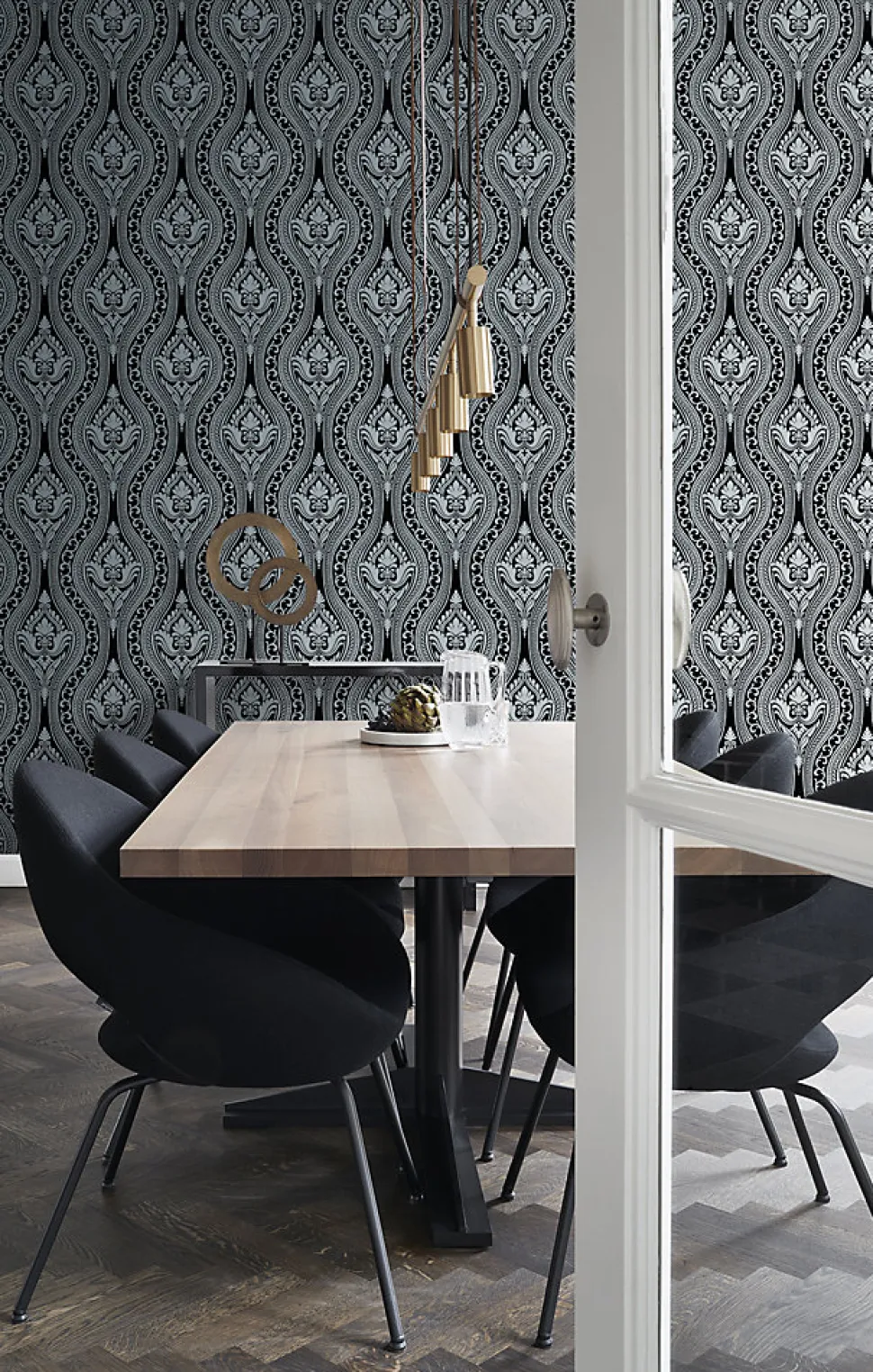 Origin Wallcoverings papier peint à dessin baroque en velours noir - 53 cm x 10.05 m - 346602