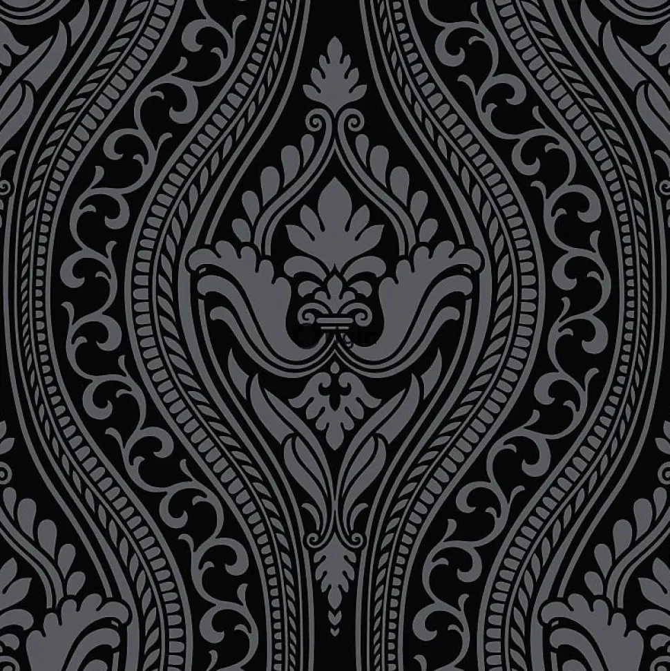 Origin Wallcoverings papier peint à dessin baroque en velours noir - 53 cm x 10.05 m - 346602