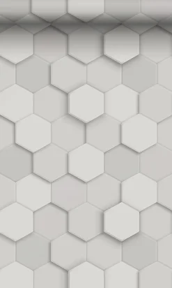 Origin Wallcoverings papier peint hexagone 3d gris clair - 53 cm x 10.05 m - 347850