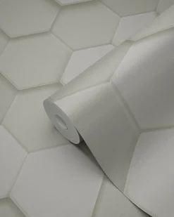 Origin Wallcoverings papier peint hexagone 3d gris clair - 53 cm x 10.05 m - 347850
