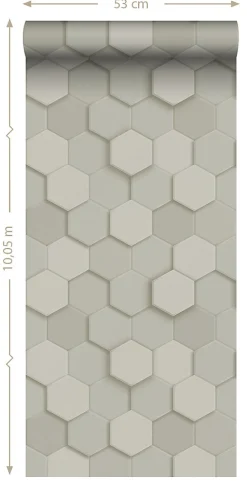 Origin Wallcoverings papier peint hexagone 3d gris clair - 53 cm x 10.05 m - 347850