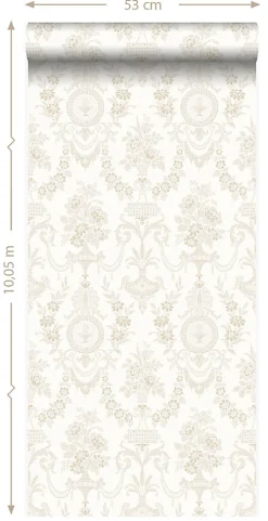 Origin Wallcoverings papier peint ornement blanc - 53 cm x 10.05 m - 326134