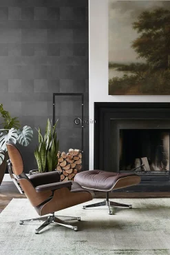 Origin Wallcoverings papier peint intissé XXL motif de carrellages avec imitation cuir gris foncé - 50 x 837 cm - 357240