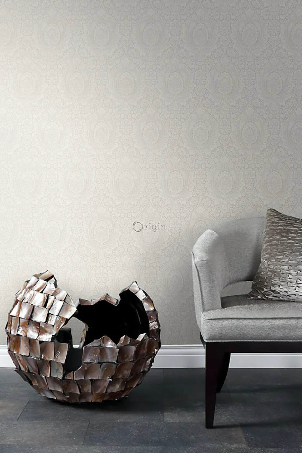 Origin Wallcoverings papier peint ornement beige brillante - 53 cm x 10.05 m - 347328