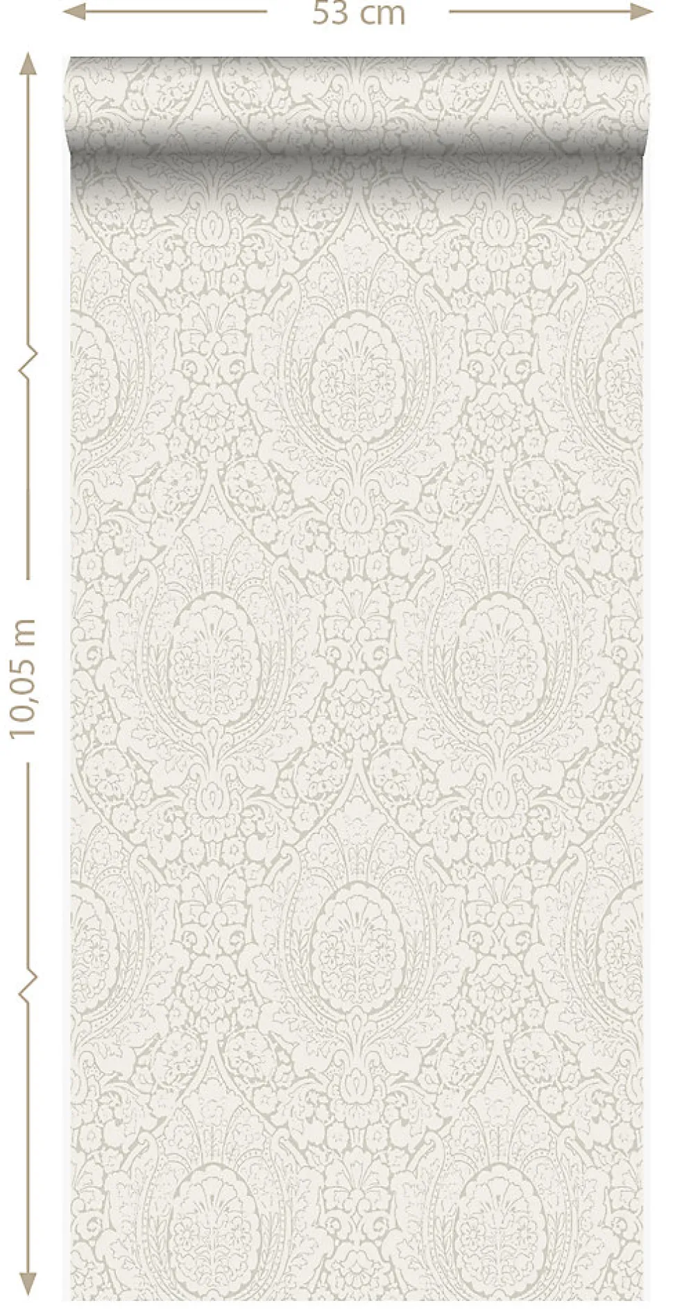 Origin Wallcoverings papier peint ornement beige brillante - 53 cm x 10.05 m - 347328