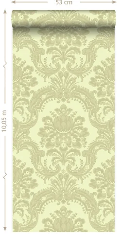 Origin Wallcoverings papier peint ornement vert clair - 53 cm x 10.05 m - 346525