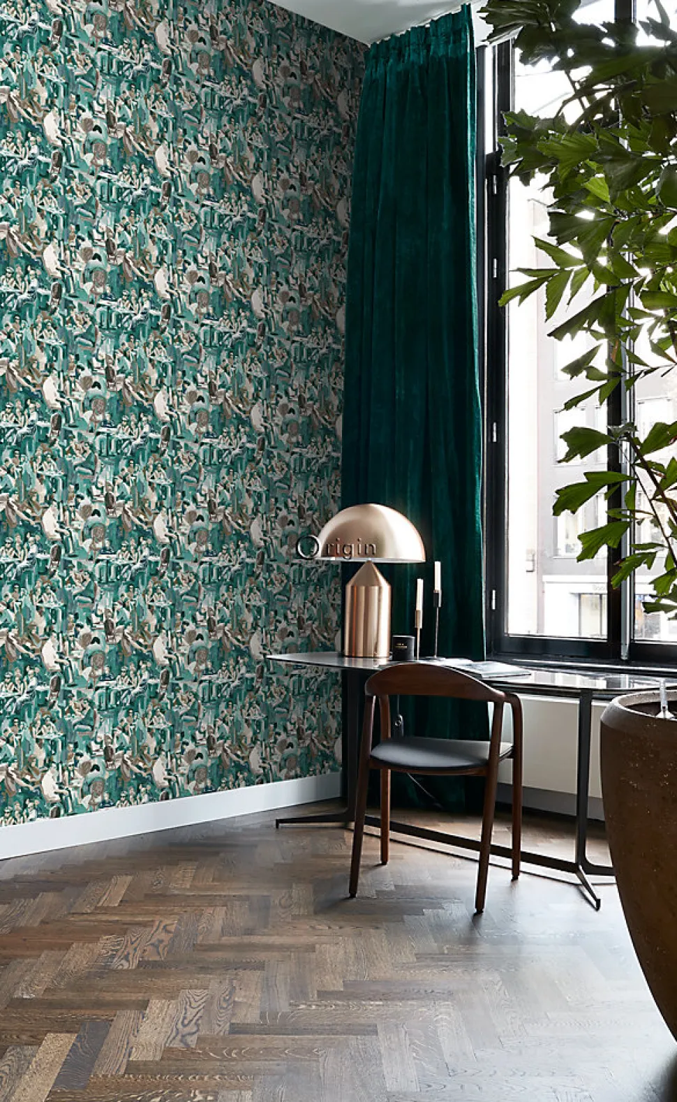 Origin Wallcoverings papier peint motif figurativ vert émeraude - 53 cm x 10.05 m - 347422