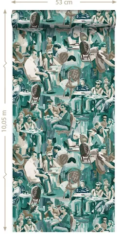 Origin Wallcoverings papier peint motif figurativ vert émeraude - 53 cm x 10.05 m - 347422