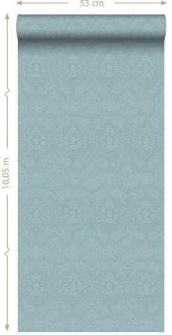 Origin Wallcoverings papier peint ornement bleu glace - 53 cm x 10.05 m - 346246