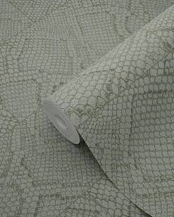 Origin Wallcoverings papier peint motif de carrellages avec imitation peau de serpent gris pâle - 53 cm x 10.05 m - 347784