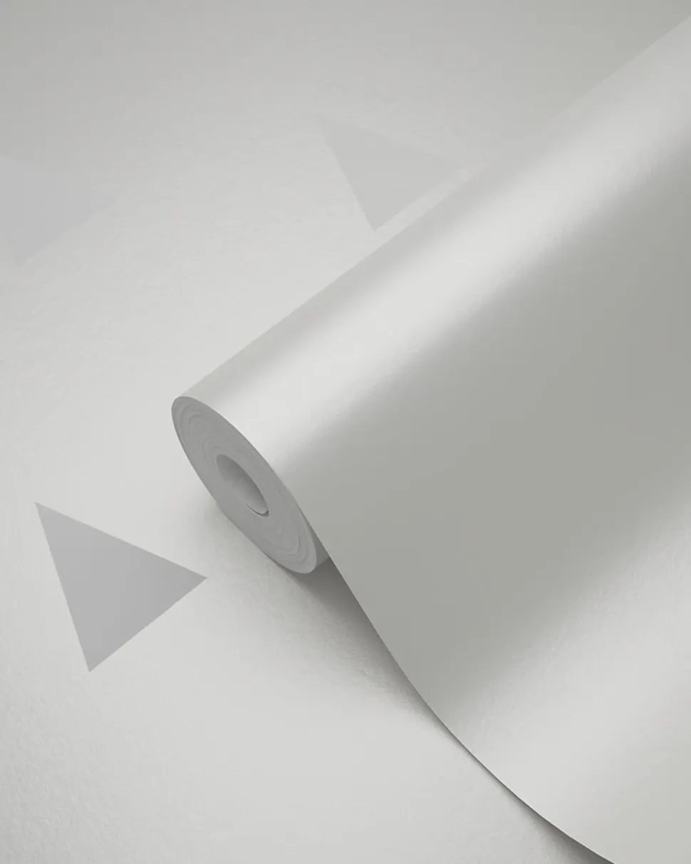 Origin Wallcoverings papier peint triangles graphiques gris chaud grisé brillant - 53 cm x 10.05 m - 347700
