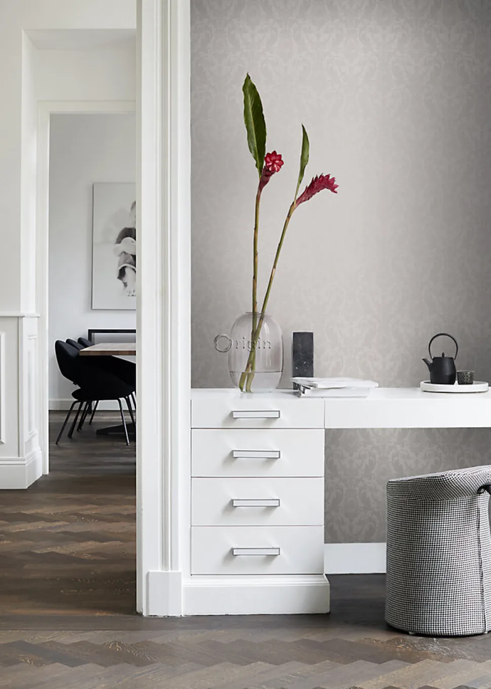 Origin Wallcoverings papier peint ornement gris - 53 cm x 10.05 m - 346217