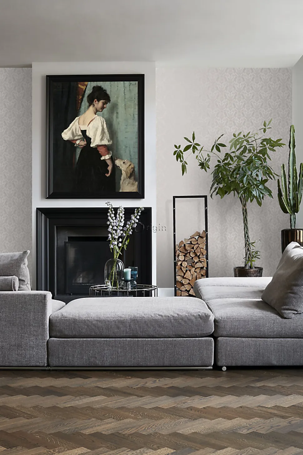 Origin Wallcoverings papier peint ornement gris - 53 cm x 10.05 m - 346217