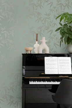 Origin Wallcoverings papier peint feuilles de bambou vert - 53 cm x 10.05 m - 347736