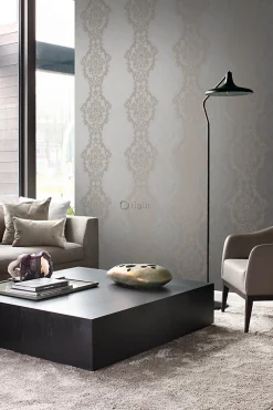 Origin Wallcoverings papier peint ornement taupe et bronze brillant - 53 cm x 10.05 m - 346212