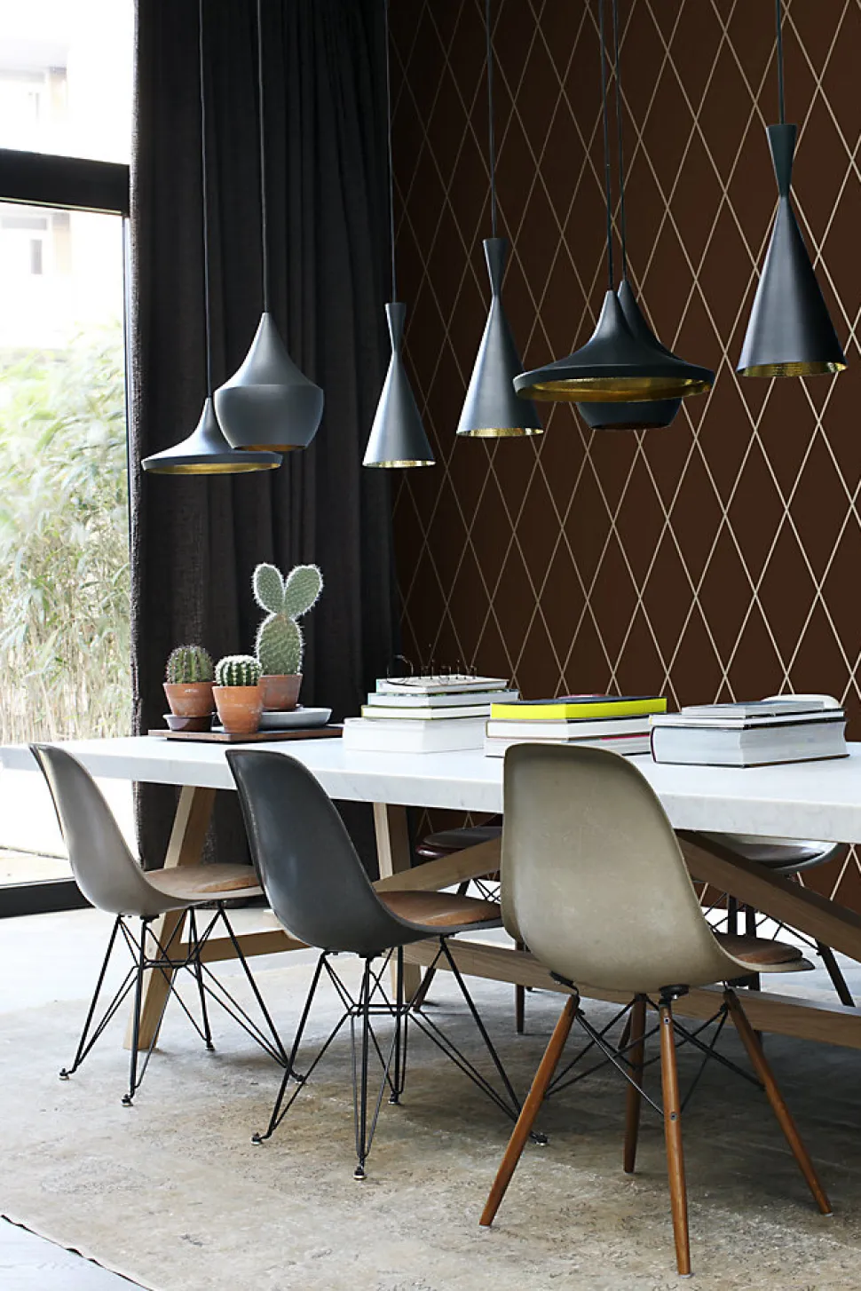 Origin Wallcoverings papier peint à carreaux brun mat et bronze brillant - 53 cm x 10.05 m - 345717
