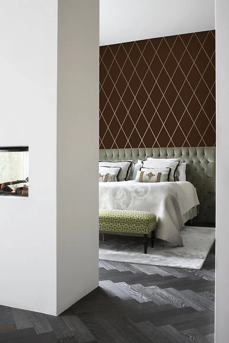 Origin Wallcoverings papier peint à carreaux brun mat et bronze brillant - 53 cm x 10.05 m - 345717