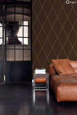 Origin Wallcoverings papier peint à carreaux brun mat et bronze brillant - 53 cm x 10.05 m - 345717